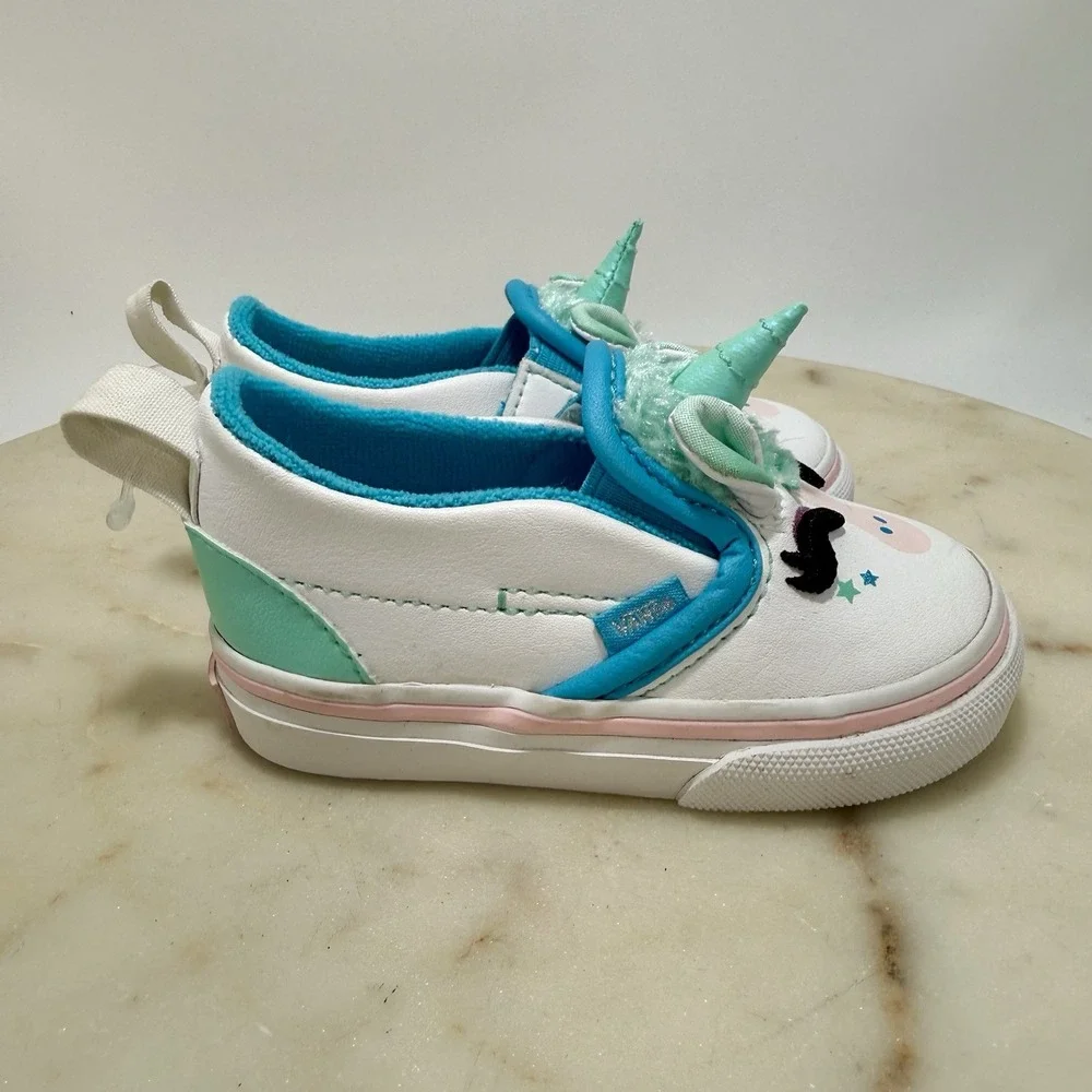 Vans Toddler Classic Slip-on Unicorn- Blue Atoll/ Iridescent , Size 4.5
